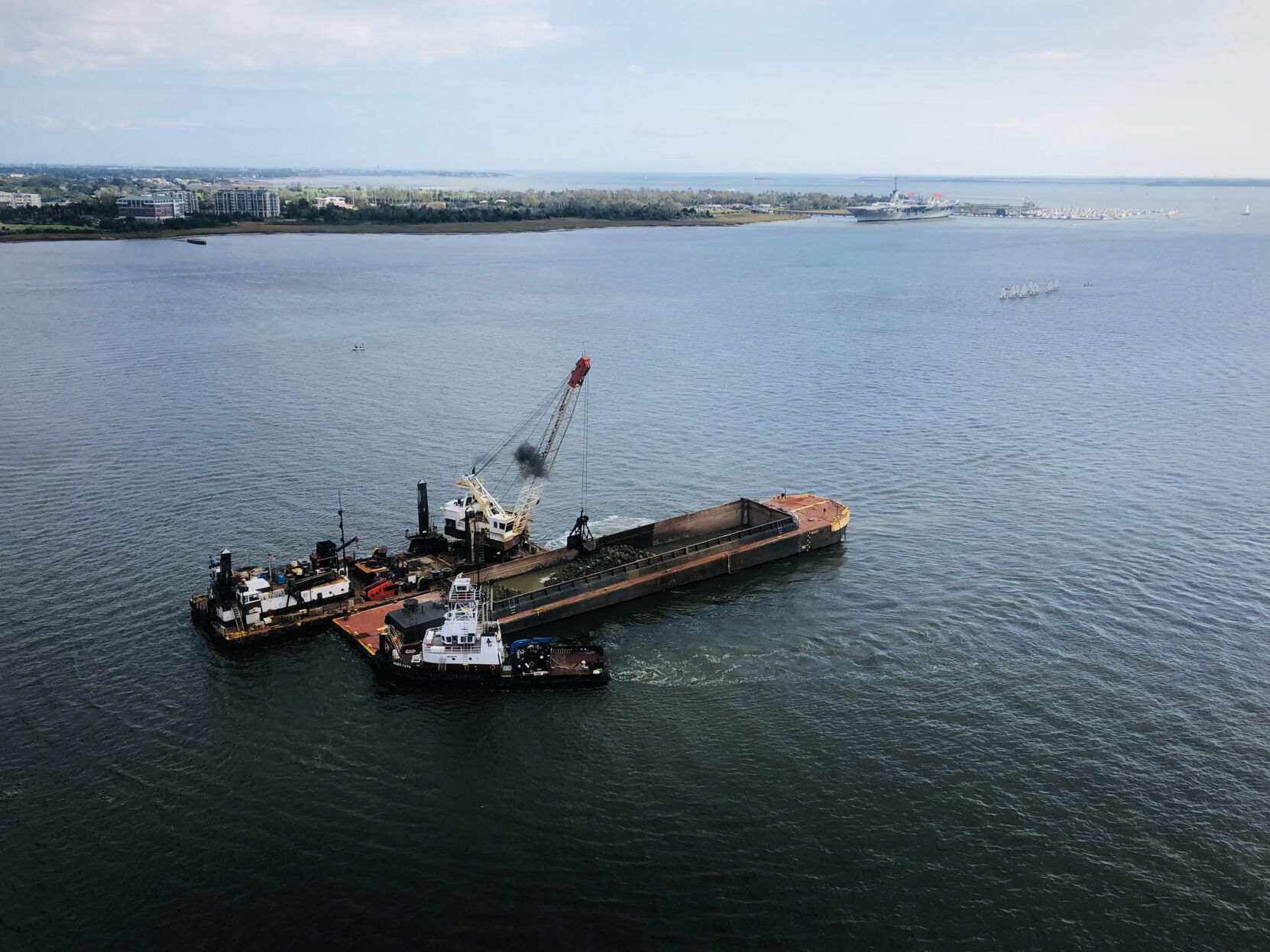 Dredge activity in the Charleston Harbor